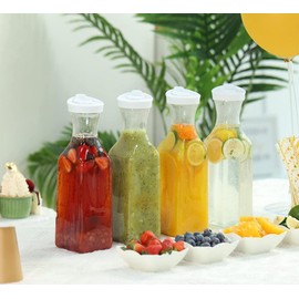 Jarra de Agua 2 Botellas, Jarras de Plastico Modernas con Tapa, Jarra de Plástico Transparentes de 1 Litros, Jarra de Agua de Jugo