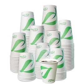 8 oz Compostable Paper Cups - Biodegradable Disposable White Paper Coffee Cups PLA Lined - Eco-friendly Hot and Cold Drinking Cups for Travel, Picnic, Party and Events (50)