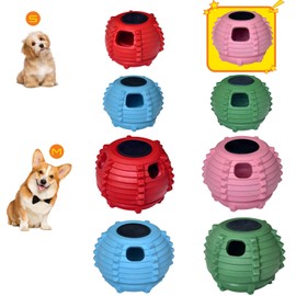 XHX Dog Toy, Durable Large Dog Toys, Interactive Dog Puzzle Play Toy, Freezable Fillable Rubber Dog Toys, with Stopper+Silicone Treat Tray (Pink, Small)