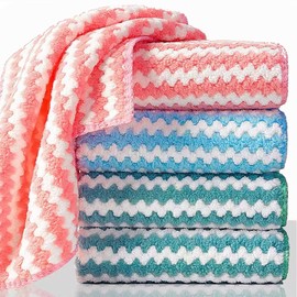 Microfibre Cleaning Rag, 10 Pack Microfiber Cleaning Cloth, Super Absorbent Reusable Cleaning Towels, Multipurpose Coral Fleece Cleaning Cloth for Living Room Car Window Bathroom Kitchen 28×28cm