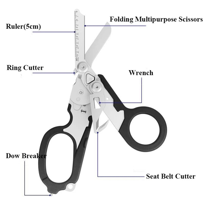 Elegital Emergency Rescue Scissor,Stainless Steel Multifunction Foldable Trauma Shears for