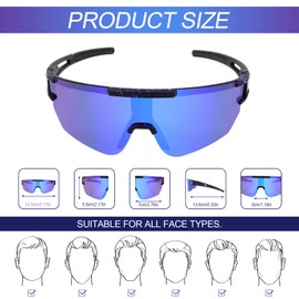 Homeinmind Fast Glasses, Cycling Glasses Men Women Sports Glasses Cycling Glasses Running Glasses UV400 Protection Sunglasses for Road Bike Bicycle MTB Running Golf Riding Ski Rave Dark Blue