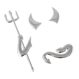 Liseng 3D Chrome Silver Car Sticker Devil Emblem
