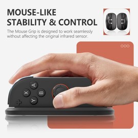 2 Pack Ergonomic FPS Mouse Grip for Nitendo Switch 2 Joy-Con – Precision Aim & Stable Control for Shooter Games – Left & Right Hand Grip Set for Enhanced Targeting, Black