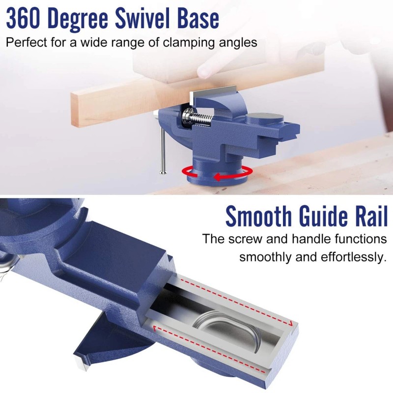 Housolution Universal Table Vise 3 Inch, 360°Swivel Base Bench Clamp