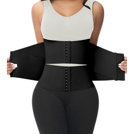 SHAPSHE Waist Trainer for Women Workout Waist Cincher Shapewear for Women Tummy Control Segmented Hourglass Body sculpt Postpartum Belly Wrap Belt Black