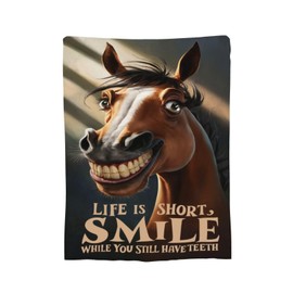 Funny Horse Throw Blanket Soft Fleece Blanket Men Women Gift for Kids Boys Girls for Party Couch Sofa Bed Deco Blankets 50x40 Inches
