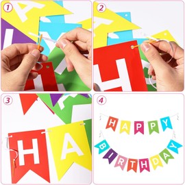 Pack of 2 Happy Birthday Garland, Garland Birthday Bunting, Bunting Bunting Banner, Birthday Party Decoration for Party DIY Decoration (Colourful)