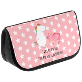 Mr. & Mrs. Panda Cosmetic Bag Unicorn + Pig Horn, red, Hand Drawn