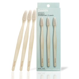 Davids Premium Bamboo Soft Bristle Toothbrush - 3 Pack | BPA Free, Eco-Friendly, Sustainable High Performance Bristles to Improve Oral Health Naturally | 100% Natural Bamboo Handle | Made in Germany