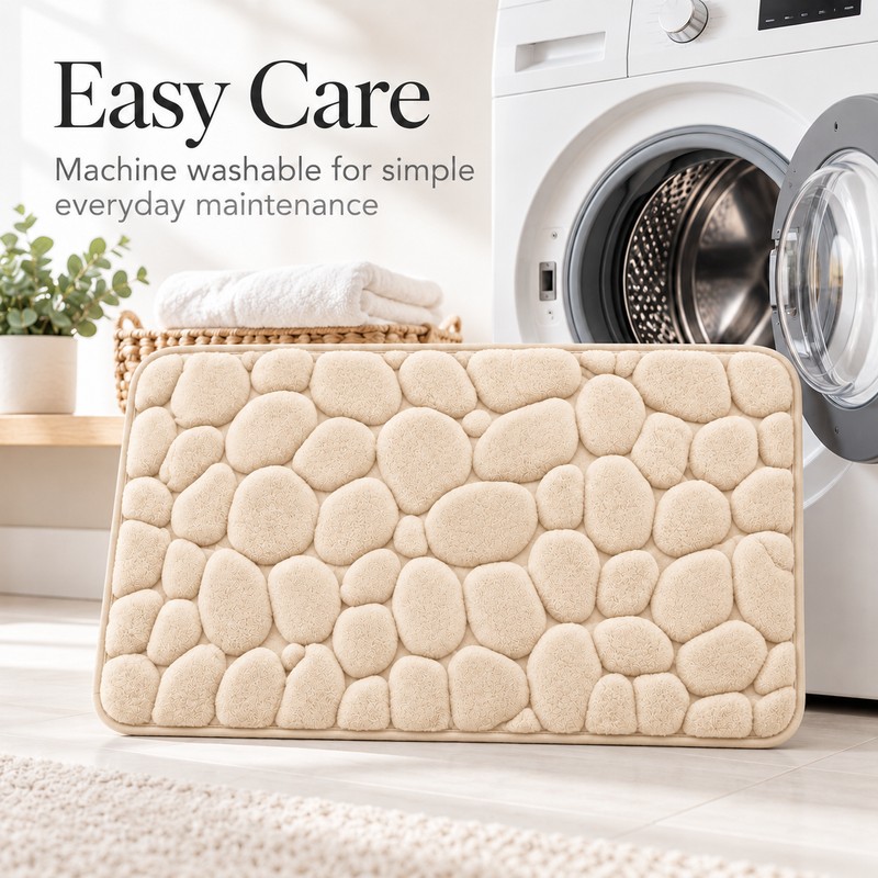 3D Cobblestone Embossed Bathroom Mat Quick Dry Absorbent Floor Rug