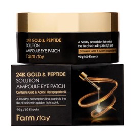 24K Parche Ocular en Ampolla con Solución de Oro y Péptidos - Parches Bajo Los Ojos para Las Arrugas - Mejora la Elasticidad de Piel - 60 pz