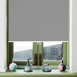 AOSKY Roller Window Shades Blackout Blinds for Windows Cordless Bedroom Shade Room Darkening Shades Door Blinds with Thermal Insulated Easy to Install for Home，Office，Bathroom W23xL72 Grey
