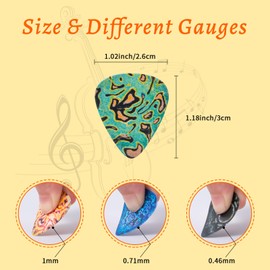 Cobahom 45 Pack Guitar Picks Premium Celluloid Guitar Pick with Velvet Bag Thin Medium Heavy Thickness for Acoustic, Electric Guitar, Bass, 0.46mm, 0.71mm,1mm (Texture)