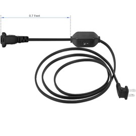 [6-Feet] On Off Switch Extension Cord, Right Angle 2-Prong Polarized Extension Cord with On-Off Inline Switch 12A 125V for Your Chargers/Lamp/Power Adapters etc, 16AWG Cord Black