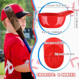 18 Pack Baseball Helmet Ice Cream Snack Bowl 8 oz Mini Baseball Cap Bowls Kids Helmet Chip Bowl Ice Cream Sundae Helmets Plastic Baseball Helmet Cups for Party (Red, Dark Blue, White, )