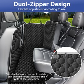 Mancro Truck Back Seat Pet Cover for Dogs, XXL Dog Hammock for Truck with Zipper Side Flap, Waterproof Floor Backseat Covers for Full Size Crew Cab Trucks with Fold Up Seats, for Ford F150 Accessories
