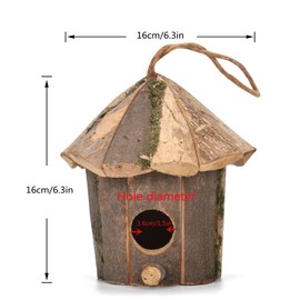 Loopunk Wooden Bird Nest, Natural Wooden Bird House, Bird Nests for Outdoor Garden Patio Nest Decorative
