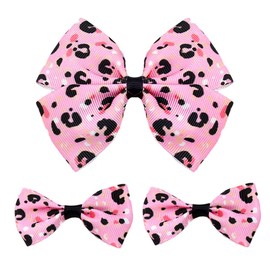 Pink Leopard Hair Clip for Women Bow Hair Barrette Vintage Hair Clips for Thick Thin Hair Womens Leopard Print Accessories for Women Leopard Hair Clips with Bowknot Hair Clip Pink Hair Bow