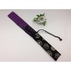 Hand Fan in Black X Beige Crest Pattern Chopsticks Bag