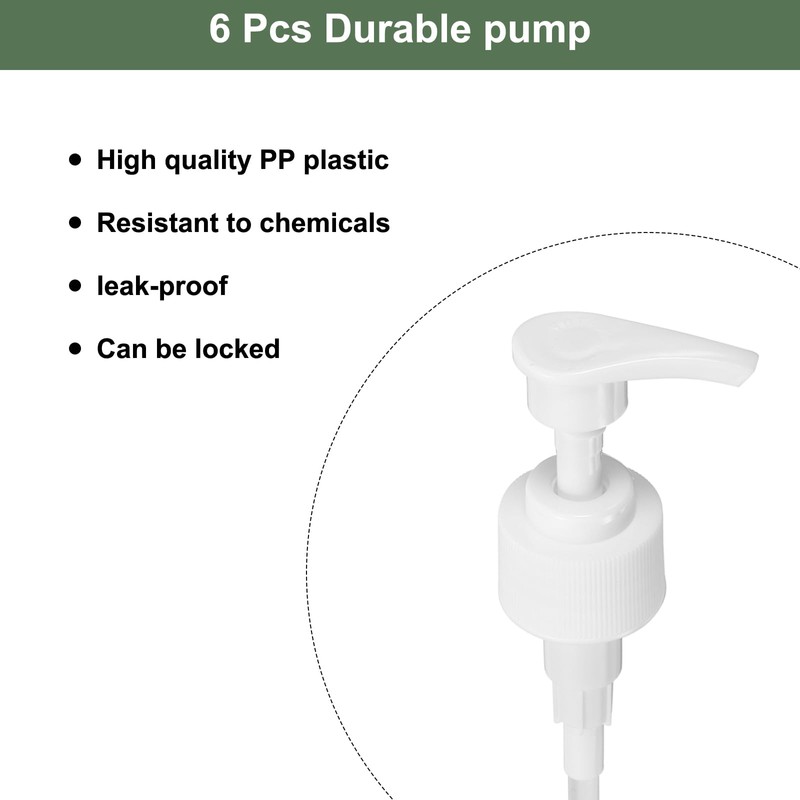 sourcing map 6Pcs Liter Pump Dispenser, 28/410 Universal Shampoo Container