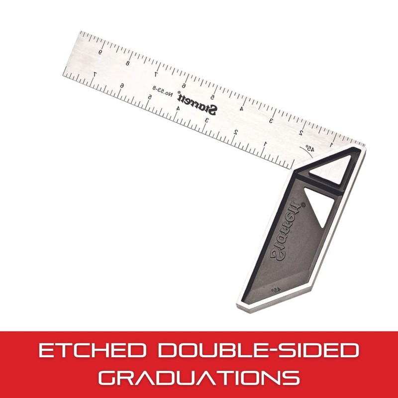 Starrett Carpenter's Try Square with Etched Graduations - 8" Stainless
