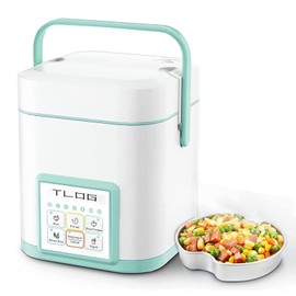 TLOG Mini Rice Cooker 2.5 Cups Uncooked, Healthy Ceramic Coating Portable Rice Maker, 1.2L Travel Rice Pot Small for 1-3 People, Personal Rice maker, Food Steamer, Multi-cooker for Grains, Oats