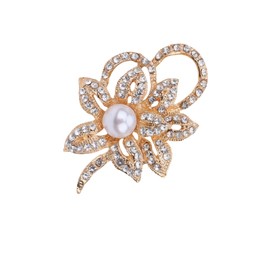 MLEPUS Rhinestone Flower Brooch Pin for Women Girls Gold Plated Fashion Elegant Shining Flower Bouquet Vintage Brooch Pin Lapel Pin Clothing Accessories Wedding Souvenir Mother's Day Jewelry Gift,