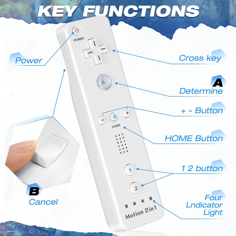 2 Pack FISUPER Remote Controller with Motion Plus for Wii/WII