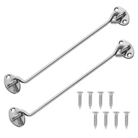 LDEXIN 2 Pack 12 Inch Gate Hook and Eye Latch Heavy Duty Privacy Cabin Hook Eye Latch for Door, Gate, Barn, Shed - Silver
