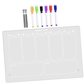 GANAZONO 1set Transparent Acrylic Memo Board Multi-Functional Desktop Message Board for Home Office and School Dry Erase Kit Advertising Push Whiteboard Markers