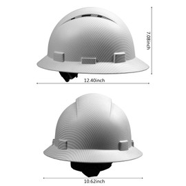 Full Brim Hard Hat - OSHA Safety Helmet Durable Lightweight Carbon Fiber Hard Hat, 6-Point Ratchet Suspension Protective Gear for Men and Women