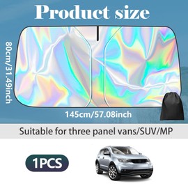 LandReCol 14580 cm Sonnenschutz Auto Frontscheibe, FR Meisten Auto & SUV Sonnenblende Vorne, Windschutzscheibe fr Sommer Selbsthaftend, UV Hitzeschutz Plane Faltbar (L)