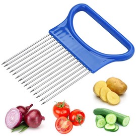 THETAG Onion Cutter, Vegetable Cutter Machine Shrendders & Slicer, Tomato, Onion Lemon Vegetable Slicer Cutting Aid Holder Guide Slicing Cutter Safe Fork (Blue)