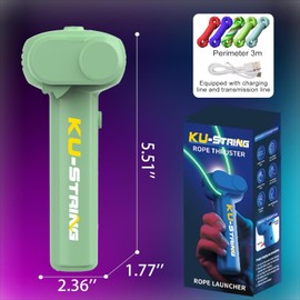 Jtffjsy String Rope Launcher,5 Fluorescent Ropes Glow in The Dark,Zip String,USB-Rechargeable,Electric,Outdoor Toy Viral, Fidget Toy for Children and Adults (Grass Green)