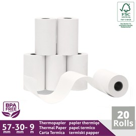 LYNNE PAYMENT SOLUTIONS Premium Till Rolls 57x30 - PDQ Rolls for Credit Card Machine – Thermal Paper roll for Receipt - 57 mm x 30 mm BPA Free (Pack of 20)