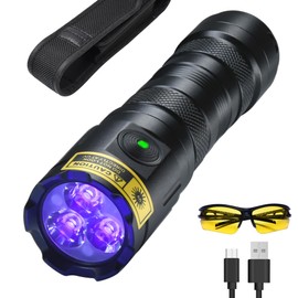 DARKDAWN High Power UV Flashlight 395nm, 3 LEDs Ultraviolet Flashlights Rechargeable USB-C, 20W Mini Black Light Woods Lamp Long Lasting - Water Resistant, Pet Urine Detector, Fluorescent Detection