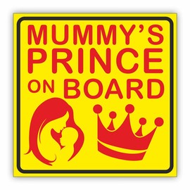 CVANU Mummy's Prince on Board Kid's Safety Sticker for Car_Pack of 2, Size(5.5inch X 5.5inch)_cv22