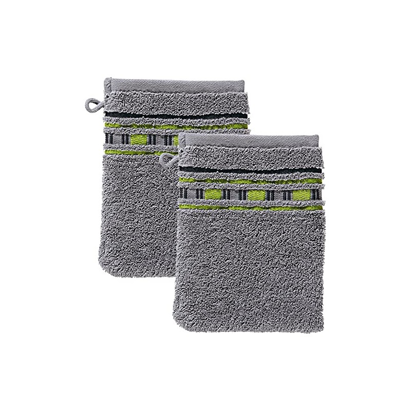 Erwin Müller Set of 2 Terry Towelling Wash Mitt Grey/Green