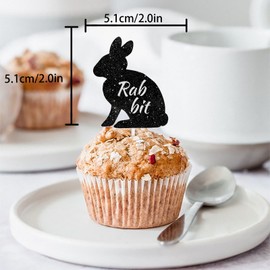 18pcs Black Silhouette Glitter Cow Horses Chickens Rabbits Dessert Cupcake Topper Pick for Farm Animal Theme Decor Supplies Baby Shower Boys Girls Happy Birthday Party Decoration