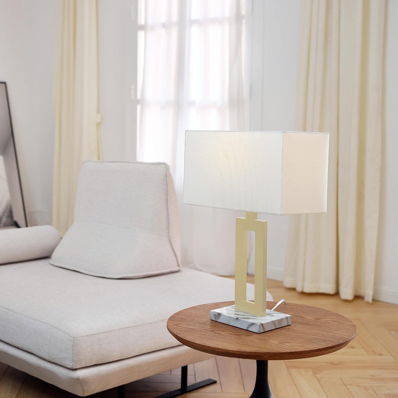 Globe Electric 12274 D'Alessio 20" Table Lamp, Gold, White Linen