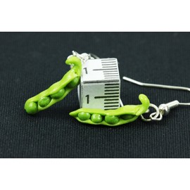 Miniblings Peas Vegetables Kitchen Cooking Smock Green Pea Pea Pod Earrings