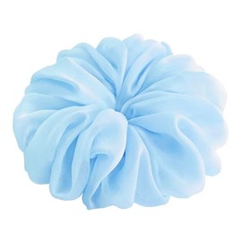 38 Colors Available, Big Scrunchies for Hair, Soft Cheer Chiffon large Ponytail Holder, Cute Birthday Gift for Women Girl Teen, Holiday Accessory (Baby Blue)