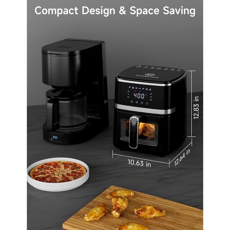 Kitchen Elite Digital Air Fryer Oven, Compact Cooker with Window,