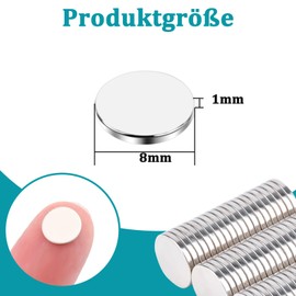 MIN CI 60Pack Small Magnets, 8x1mm Round Magnets for Craft, Tiny Magnet Whiteboard Magnete for Fridge, Office, DIY