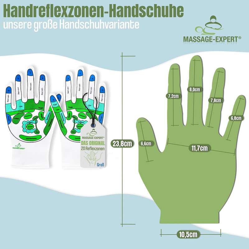 Hand Reflex Zone Gloves for Hand Reflexology Massage German Lettering