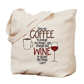 CafePress Give Me Coffee To Change The Things I Can Natural Canvas Tote Bag, Reusable Shopping Bag