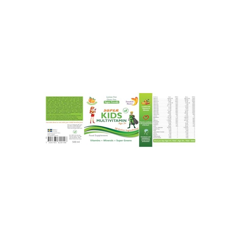 Generic Swedish Super Kids Multivitamin Age 3+, Orange Flavour, 2