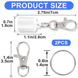 Isslly 2pcs Lip Gloss Keychain Cap, Reusable Lip Balm Cap with Keyring, Portable Lipstick Holder Case Compatible with Summer Fridays for Handbags, Purses, Car - White