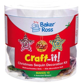 Baker Ross AX383 Sequin Christmas Tree Bauble Decoration Pendant Craft Set for Children – Pack of 10 Festive Creative Sets and Craft Supplies for Crafts and Decorating at Christmas Time